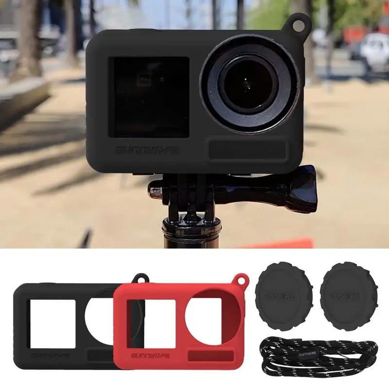 Silicone  Case  For DJI Action 3 4 Protective  anti-skid Camera Body Cover Lens Caps Protection Case For Osmo 4/3 With Lanyard