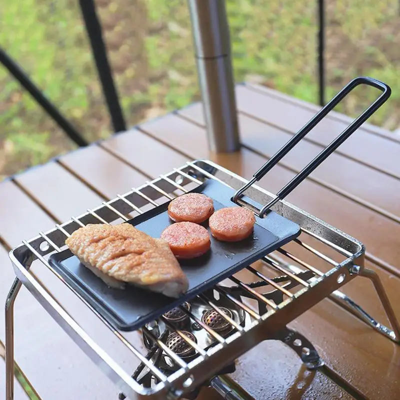 

Mini Camping Frying Pan Outdoor Portable Grill Pan BBQ Baking Dishes Pans Travel Hiking Picnic Camping Cookware Barbecue Tools