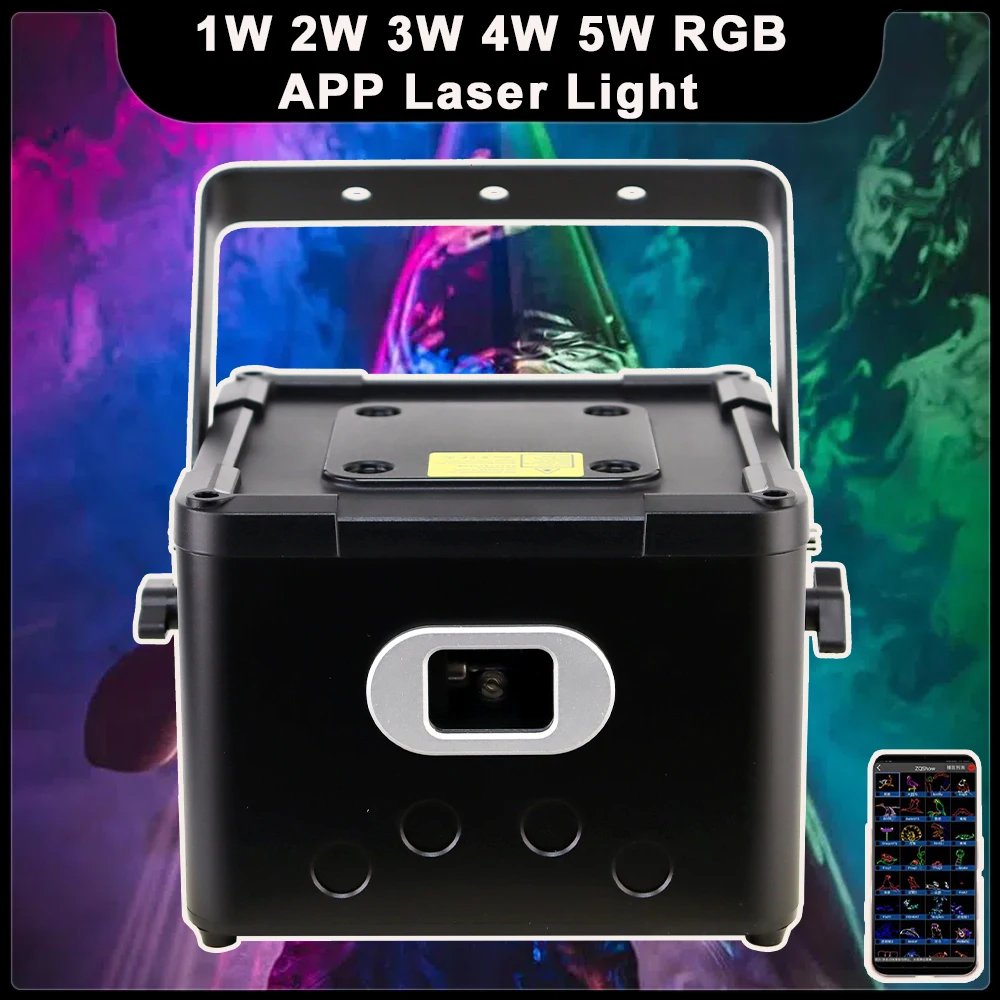 1W 2W 3W 4W 5W Bluetooth APP Laser Light RGB Animation Beam Pattern Projector Effect DMX512 DJ Disco Party Club Stage Effects