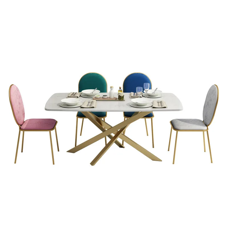 

Simple rectangular small apartment home, Nordic marble meal combination, restaurant dining table and chairs