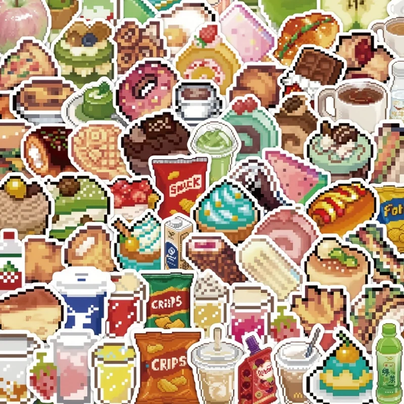 80pcs Candy, drinks, snacks stickersinsNiche Food Creative Journal & Phone Decoration Stickers