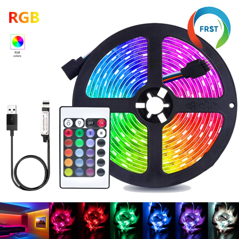 LED Strip Lights TV Background Lighting Colorful RGB 5050 USB 24keys Infrared Remote Long Distance Control Neon Light for Home