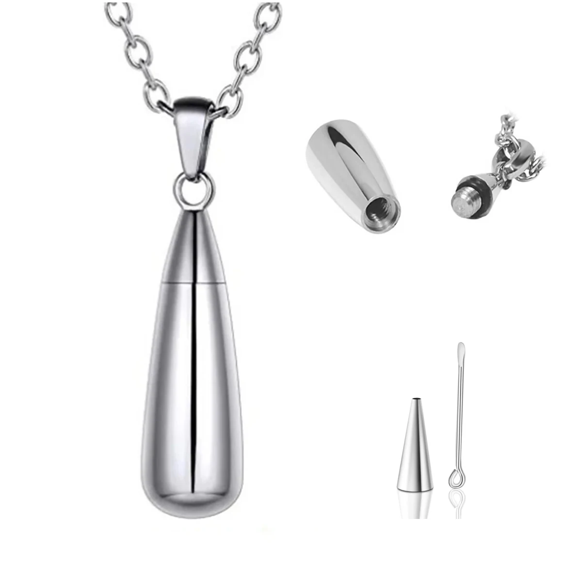 Dropshipping Stainless Steel Teardrop Cremation Urn Necklace Pendant  Memorial Keepsake  Ashes Necklace Jewelry