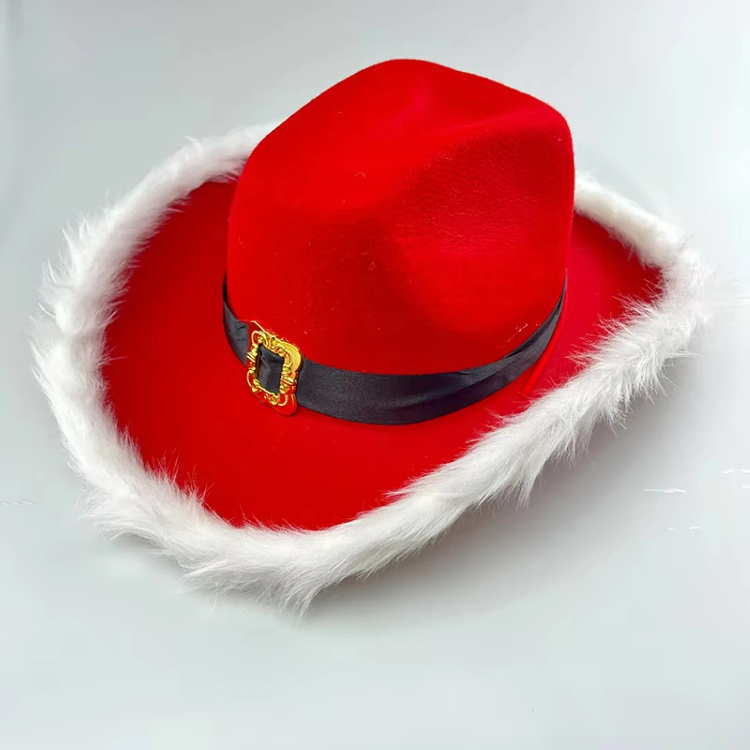 2pcs  Red Feather Cosplay Costume Xmas Christmas Cowboy Hat for Christmas Party Supplies With Led Lights Adults Bells Tiny bells