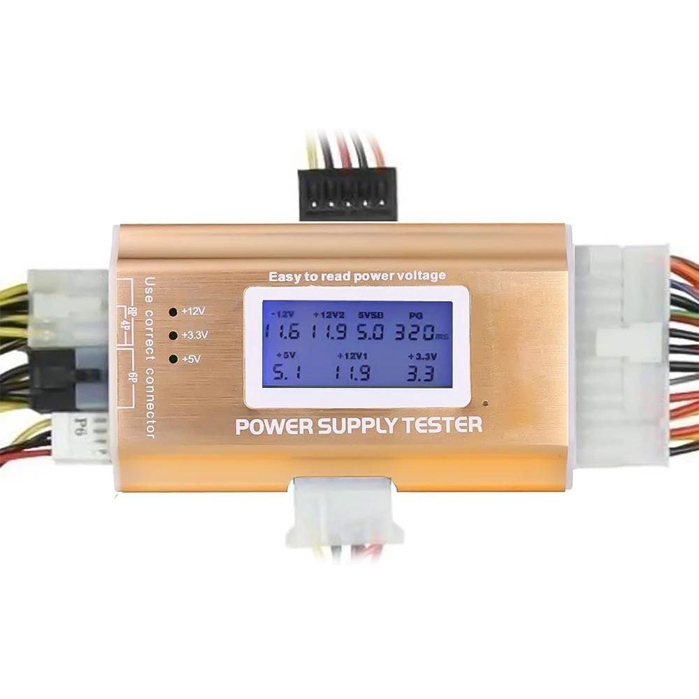 Digital LCD Power Supply Tester Support PC 20/24 Pin 4 PSU ATX BTX ITX SATA HDD Interface Power Measuring Diagnostic Tester Tool