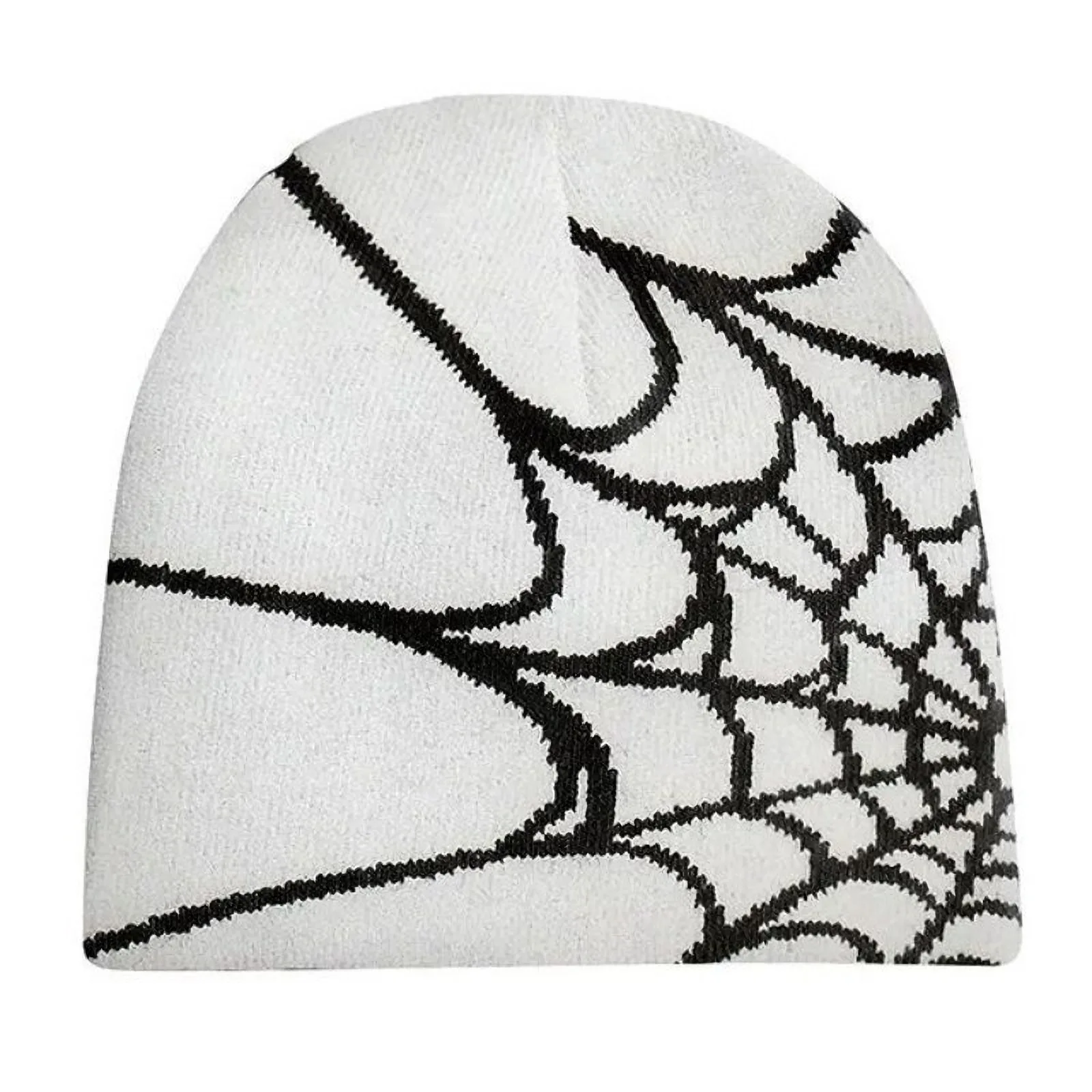 Y2K Gothic Knit Hat Unisex Spider Web Pattern Wool Beanie Hats Winter Autumn Warm Hip Hop Casual Skull Caps Outdoor