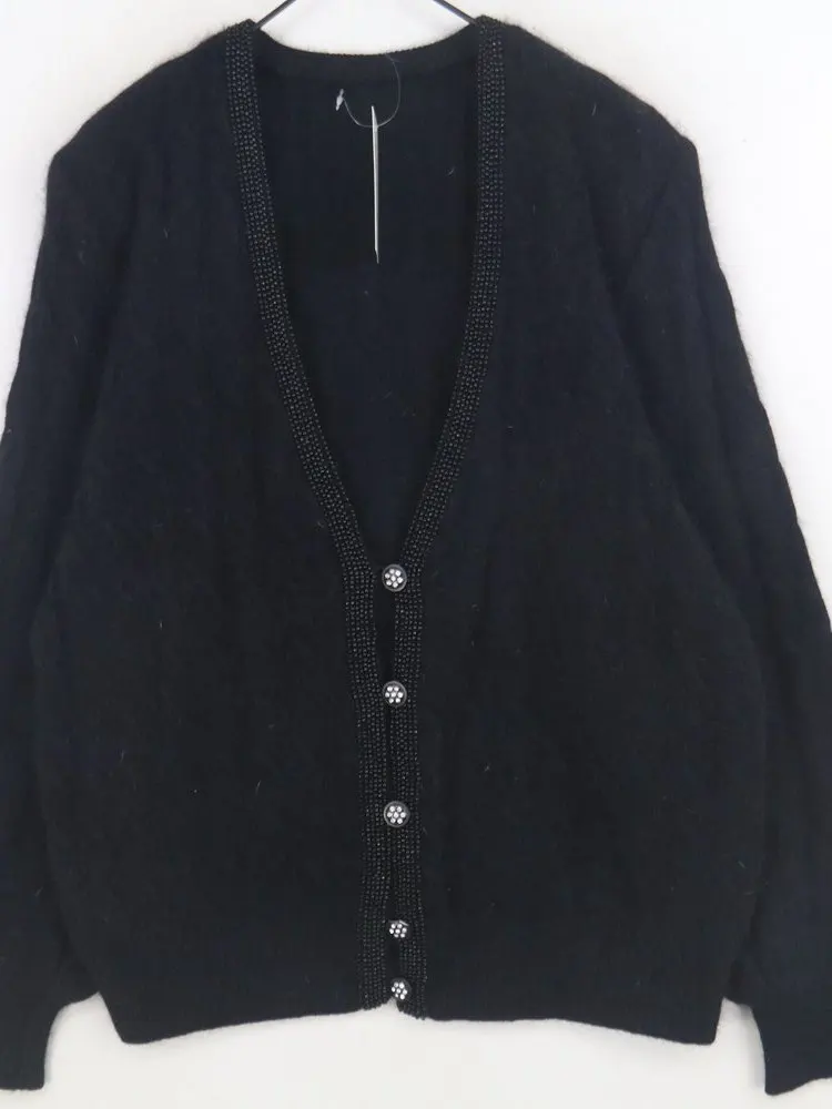 Vintage ort Women's Knitted Sweater Soft Comfortable Rabbit Fur Japanese Made Sweet Sle Loose Fit Cardigan Autumn Winter