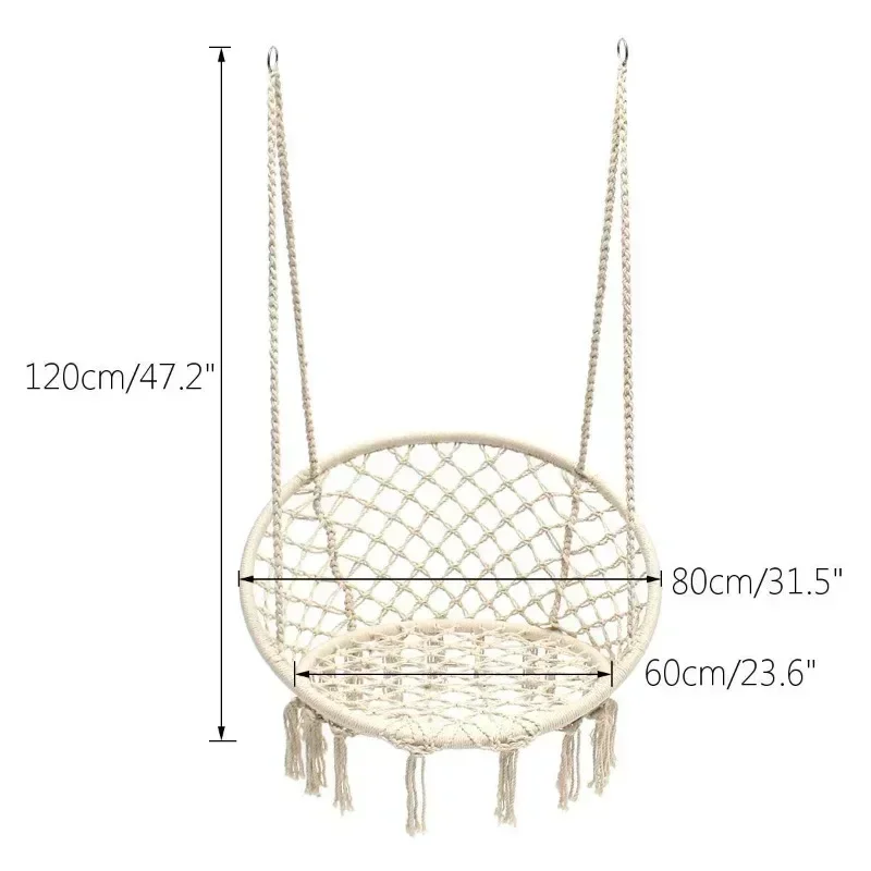 Leisure Hammock Chair Hanging Basket Swing Cotton Rope Braided Hanging Deck Chair Hammock for Courtyard Balcony Living Room image 6