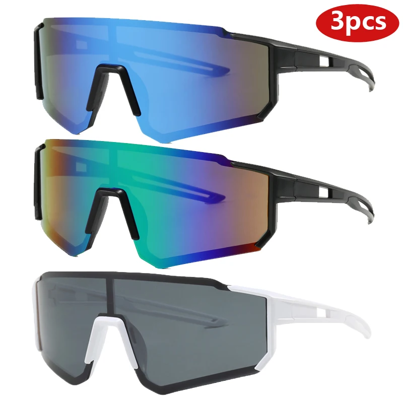 3 stücke Mode Rechteck Sonnenbrille Neue Frauen Große Rahmen Design Brille Einfachen Stil Unisex Integrierte Outdoor Sport Sonnenbrille