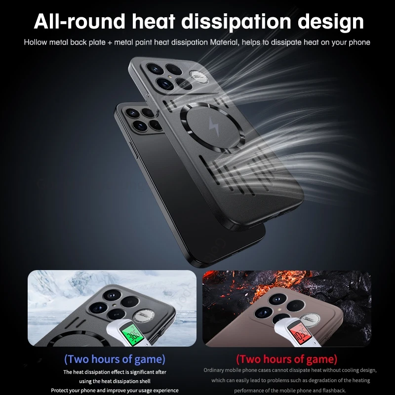 샤오미 레드미 K80 울트라 K90 프로 맥스용 마그네틱 마그세이프 호환 케이스, 레드미 K90 K80 K70 프로용 쿨링 방열 커버