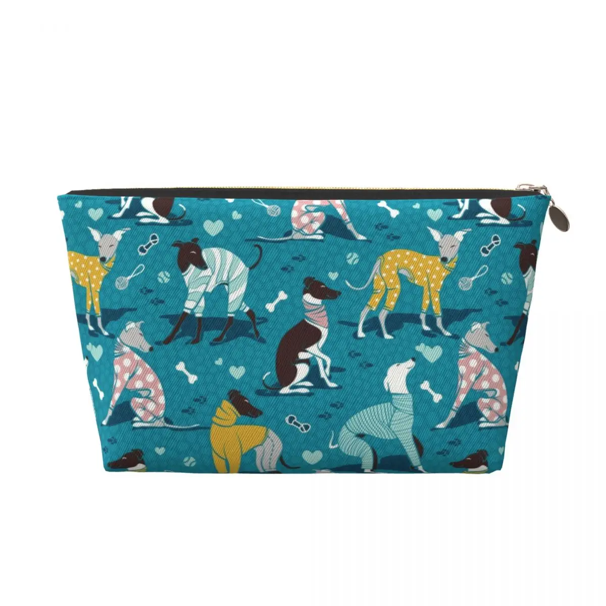 Custom Cute Greyhounds Dog Cosmetic Bag Women Big Capacity Whippet Sighthound Pet Makeup Case Beauty Storage Toiletry Bags