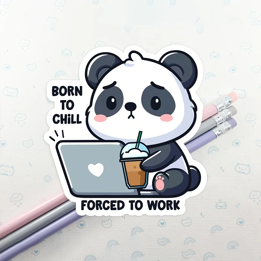 Cute Panda Vinyl Laptop Sticker - Cute Panda Typing with Love Icon, Perfect Gift for Panda Enthusiasts