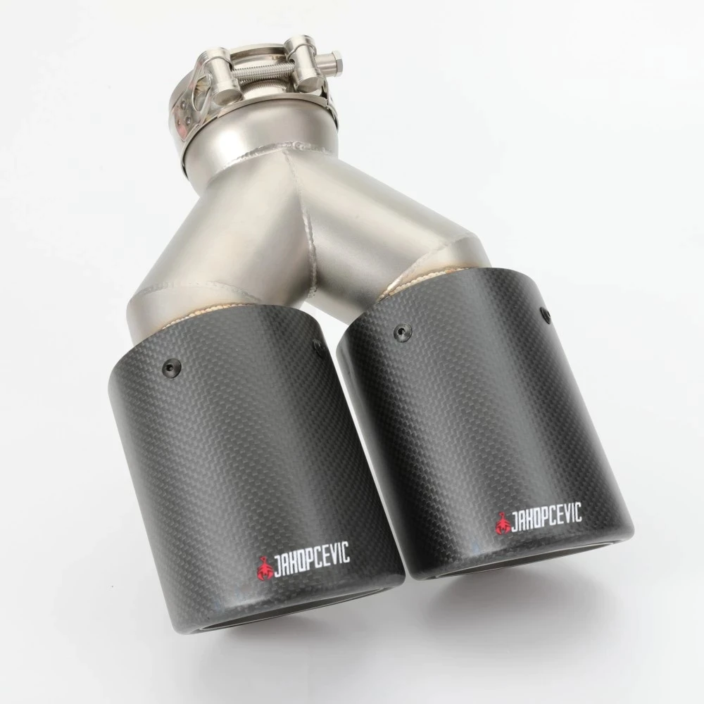 1 Piece Car Carbon Fiber Matte Muffler Tip Y Shape Double Exit Exhaust Pipe Mufflers Nozzle Decoration