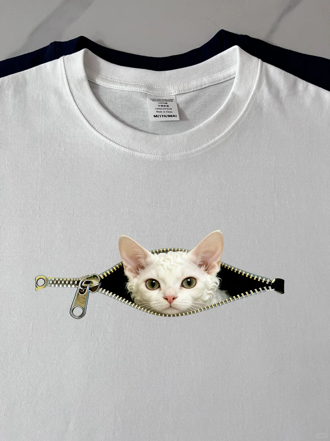 Cute Zipper White Shaggy German  Print Pet Casual Pure Cotton T-Shirt Summer Trend Couple Tops Breathable Short Sleeve rou...