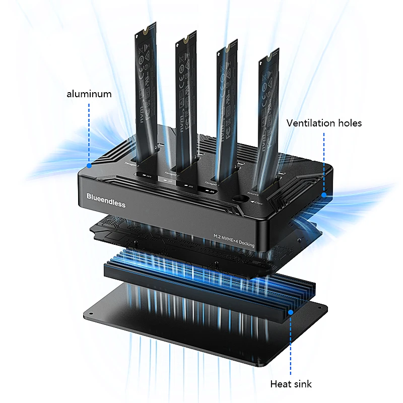 Imagem -06 - Estação Ssddocking Nvme com Clone Offline 40gbps m2 Nvmepciessd Gabinete Externo para Laptop Blueendless4baym.