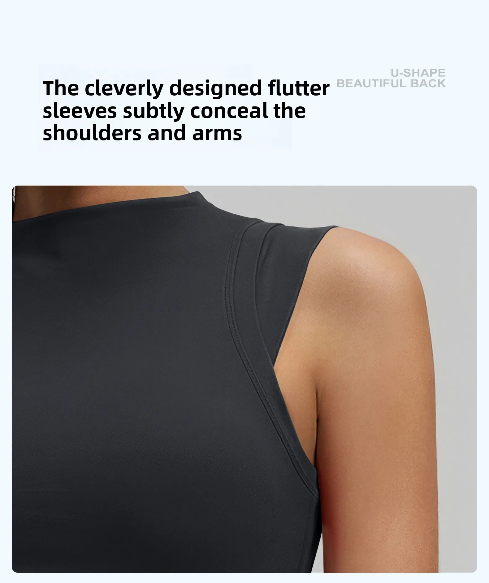 Damen-Yoga-Tanktop, hochelastisch, sportlicher BH mit leicht hohem Ausschnitt und integrierten Cups, hebt und formt den Busen, sexy Fitness – Detail 12