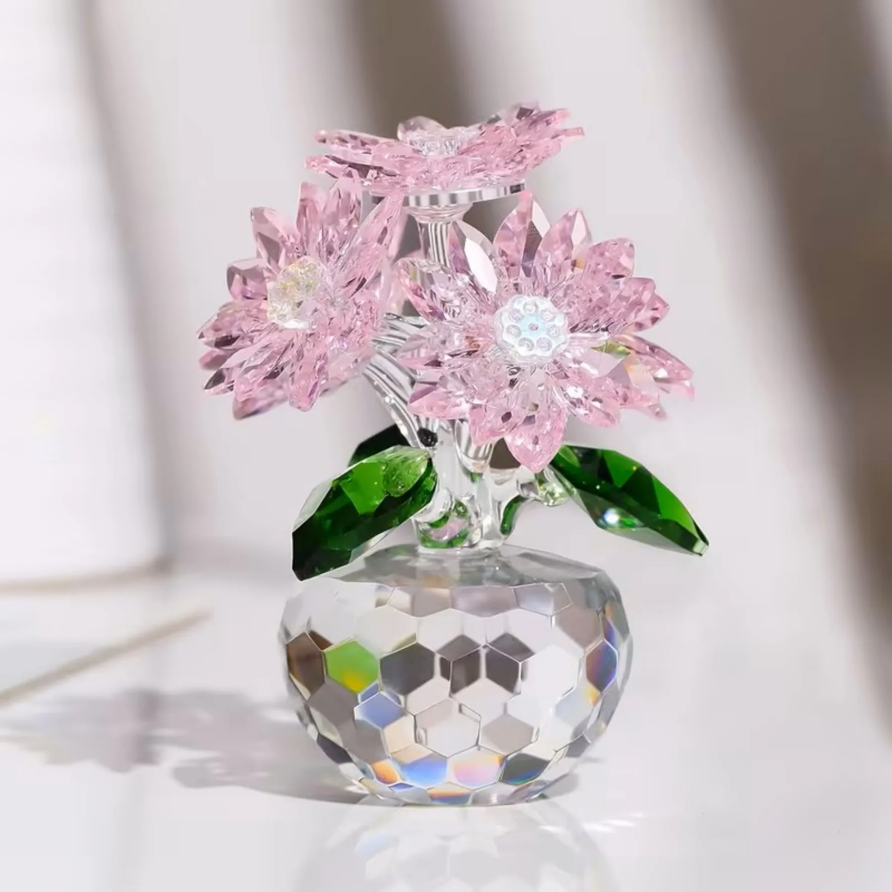 Crystal Daisy Flower Statue - Home Decor Art for Spring, Elegant Mother's Day Wedding Gift, Symbol of Innocence & New Beginnings