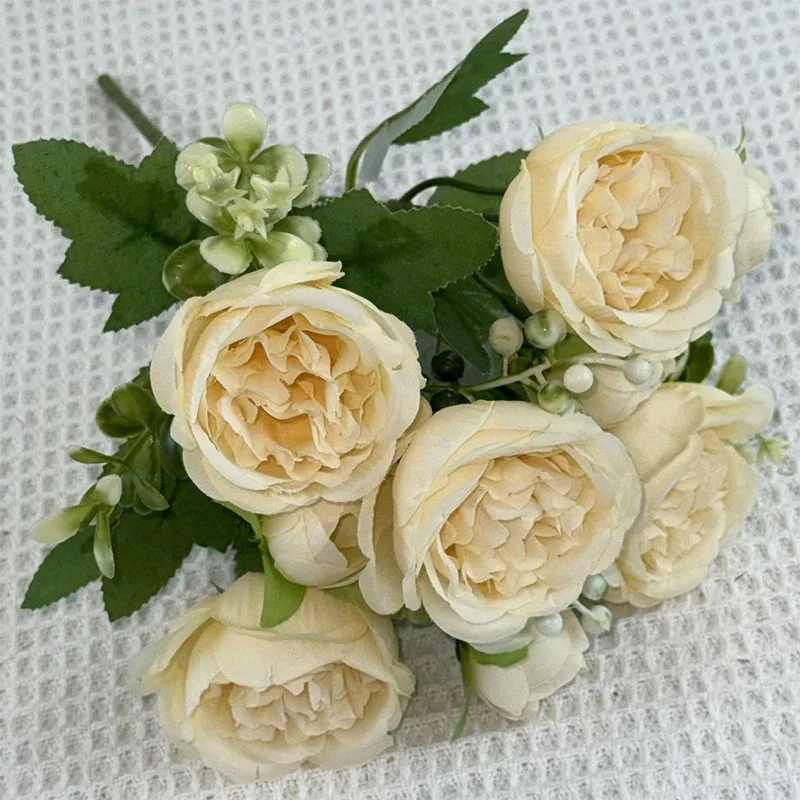 1/2 Stücke 30 cm Rose Weiß Seidenstrauß Pfingstrose Künstliche Blütenknospen Braut Hochzeit Dekor Dekoration Gefälschte Blume Valentinstag – Detail 11