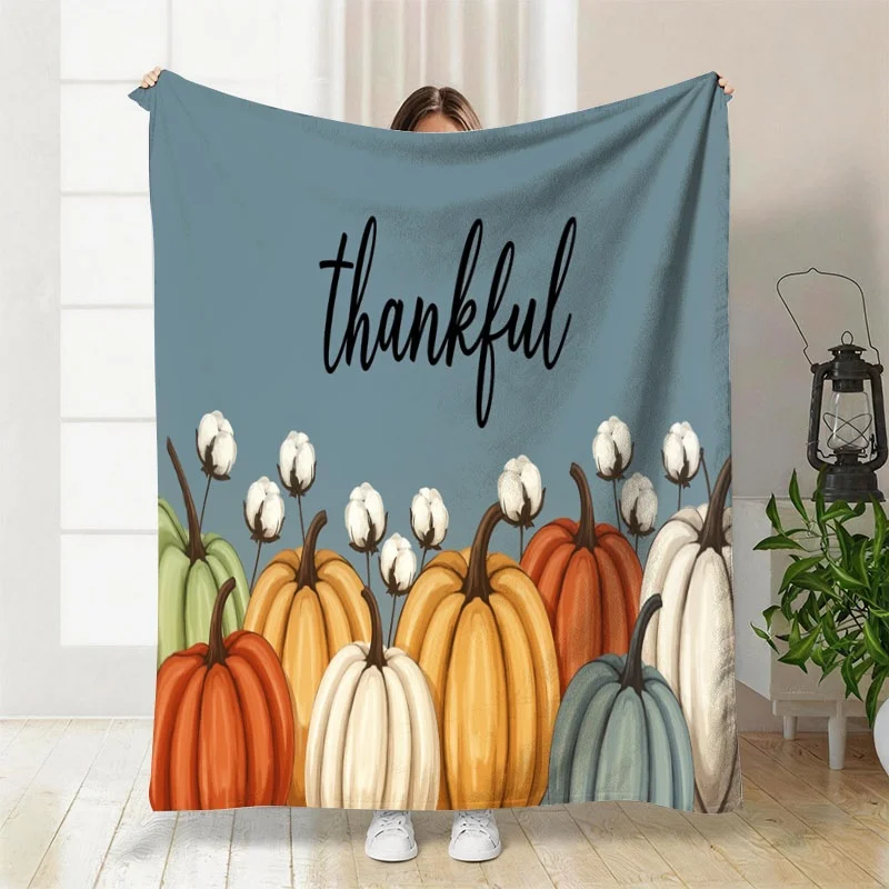 Thanksgiving Fall Pumpkin Blanket Throw Cozy Autumn Decor Seasonal Keepsake Wrap for Fall Home Boho Decor Gifts