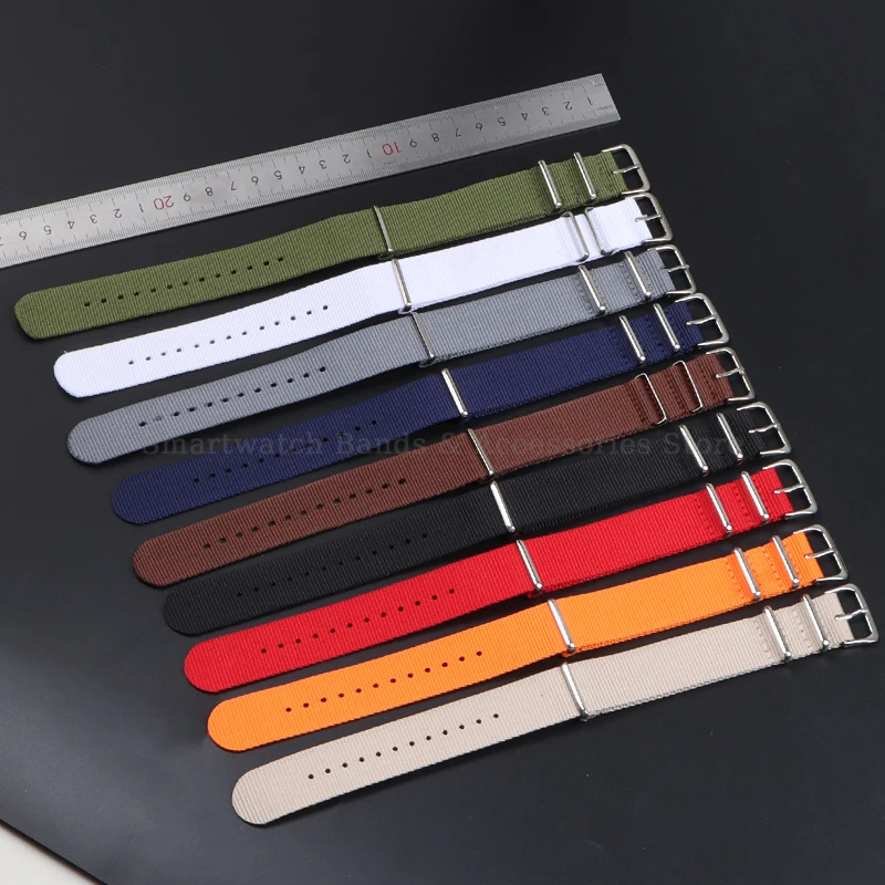 Military Strap Nylon Watch Band 18mm 20mm 22mm Canvas Striped Watch Band Universal Men Women Bracelet Pin Buckle Weave Bands