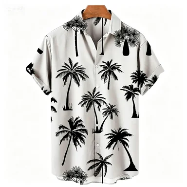2026 Men's Casual Single Button Wild 3D Printed Beach Short Sleeved Shirt From Hawaii
