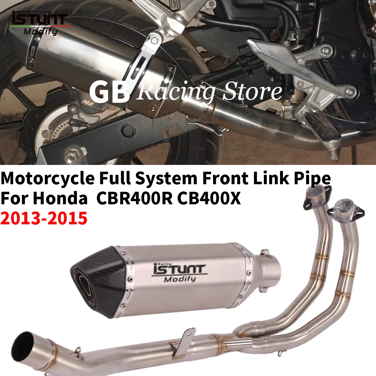 

Full System Motorcycle Exhaust Escape Moto Modified Front Link Pipe Muffler Slip On For CBR400R CB400X 2013 2014 2015