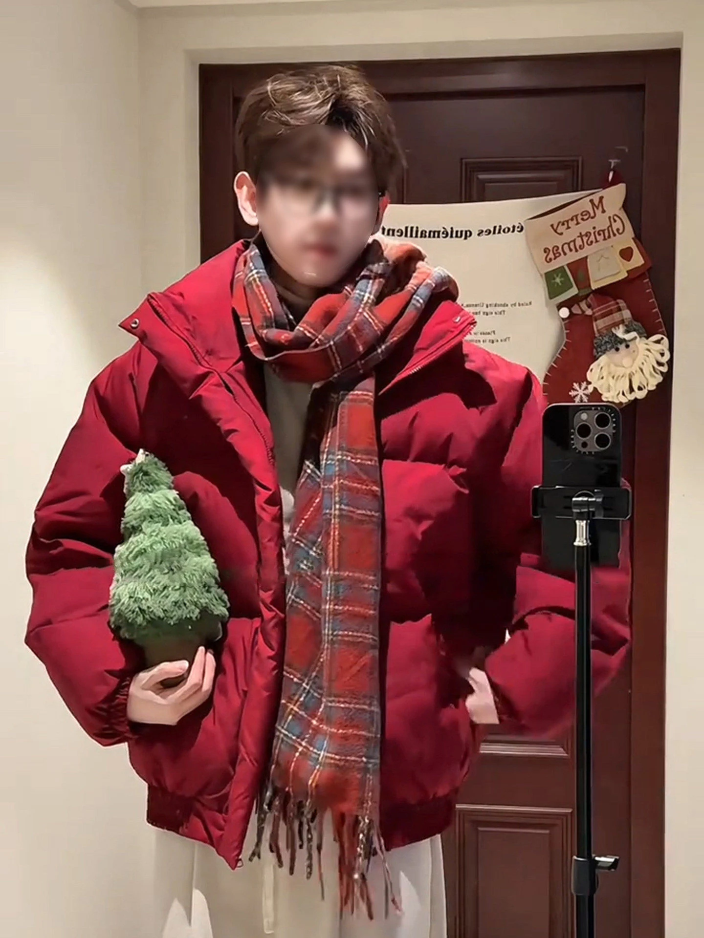 

Red ort Men's down Cotton Jaet Winter New Year Warmth US Sle Stand Collar Cotton Coat Outerwear Youth Faion