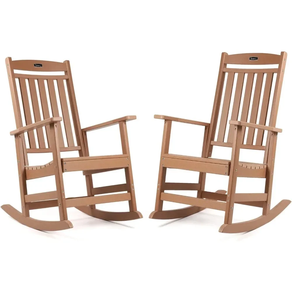 ourtyard high back rocking chair 2-piece set, polyethylene wood outdoor all-weather rocking chair 360 pounds, sturdy