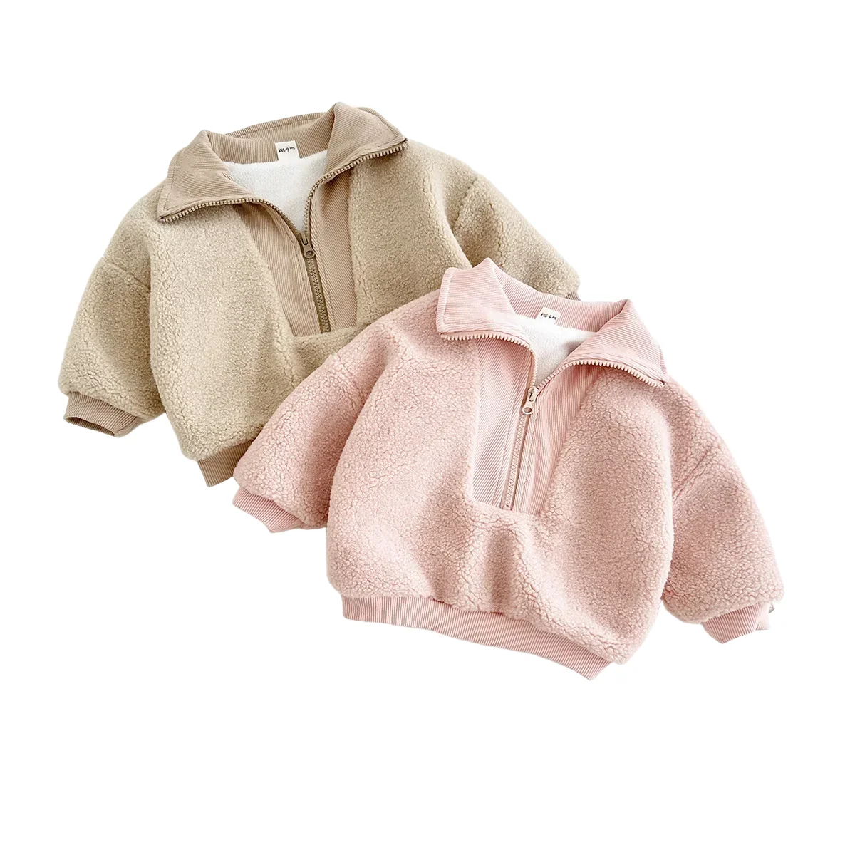

2026 New Baby Girls Boys Fleece Sweatshirt Hoodies Toddler Kids Boys Tops Mock Neck Thicken Warm Winter Outwear Coat for 0-3Y