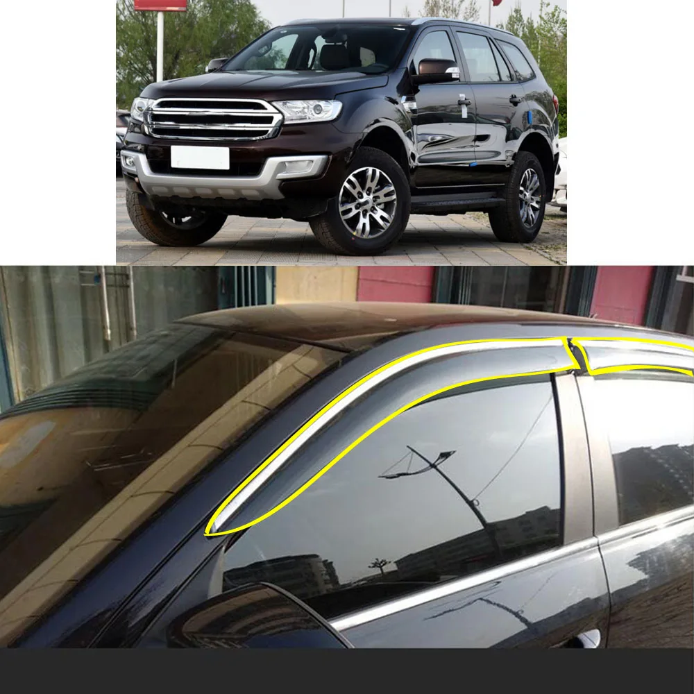 

Car Body Styling Sticker Plastic Window Glass Wind Visor Rain/Sun Guard Vent For Ford Everest 2015 2016 2017 2018 2019 2020 2021