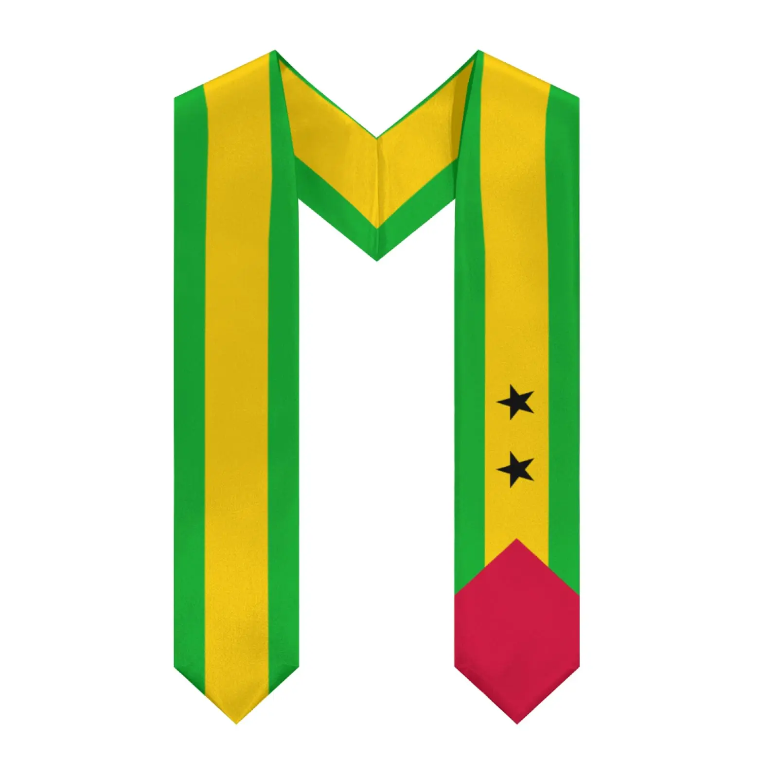 

2025 Sao Tome and Principe Flag V-neck Graduation Stole Shawl Sash Honor For Study Aboard International Students