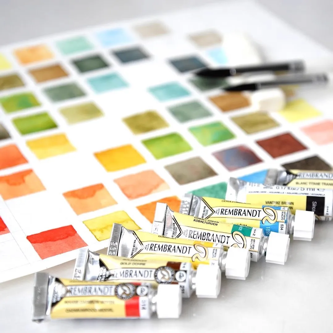 Imagem -05 - Rembrandt-tinta Aquarela para Estudantes Artigos de Arte Pintura Acuarela 119 Cores 55 Cores 05 ml 1ml