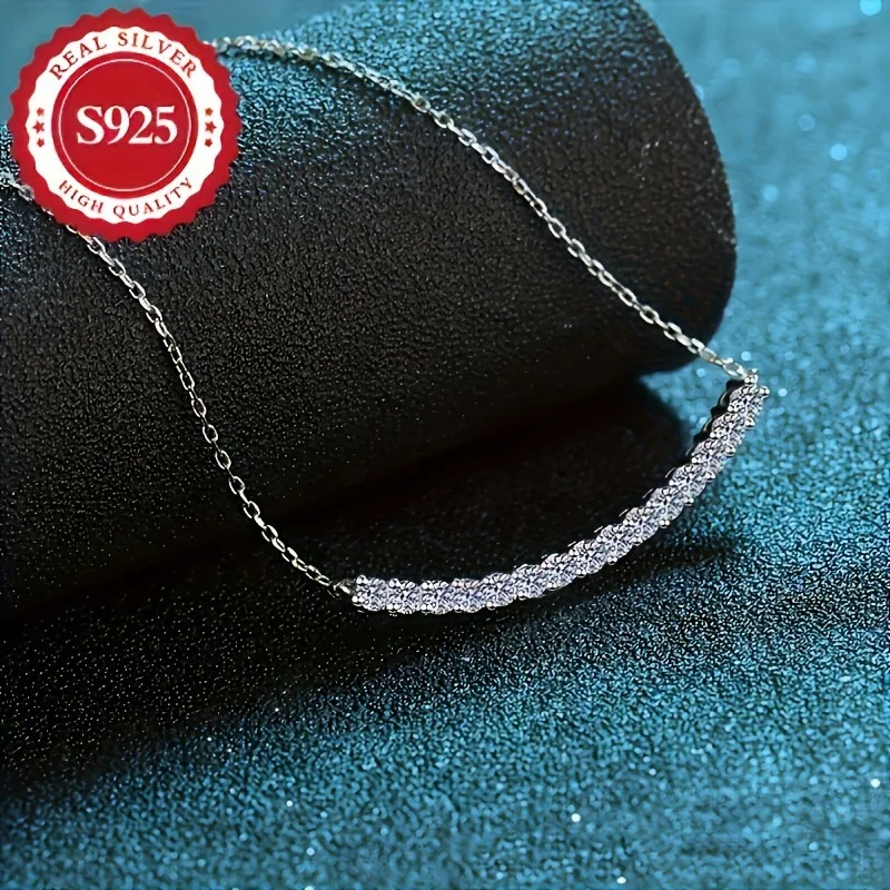 925 Sterling Silver Fashion Smile Necklace for Women, Simple and Unique Design, Clavicle Chain, Gift for Girlfriend
