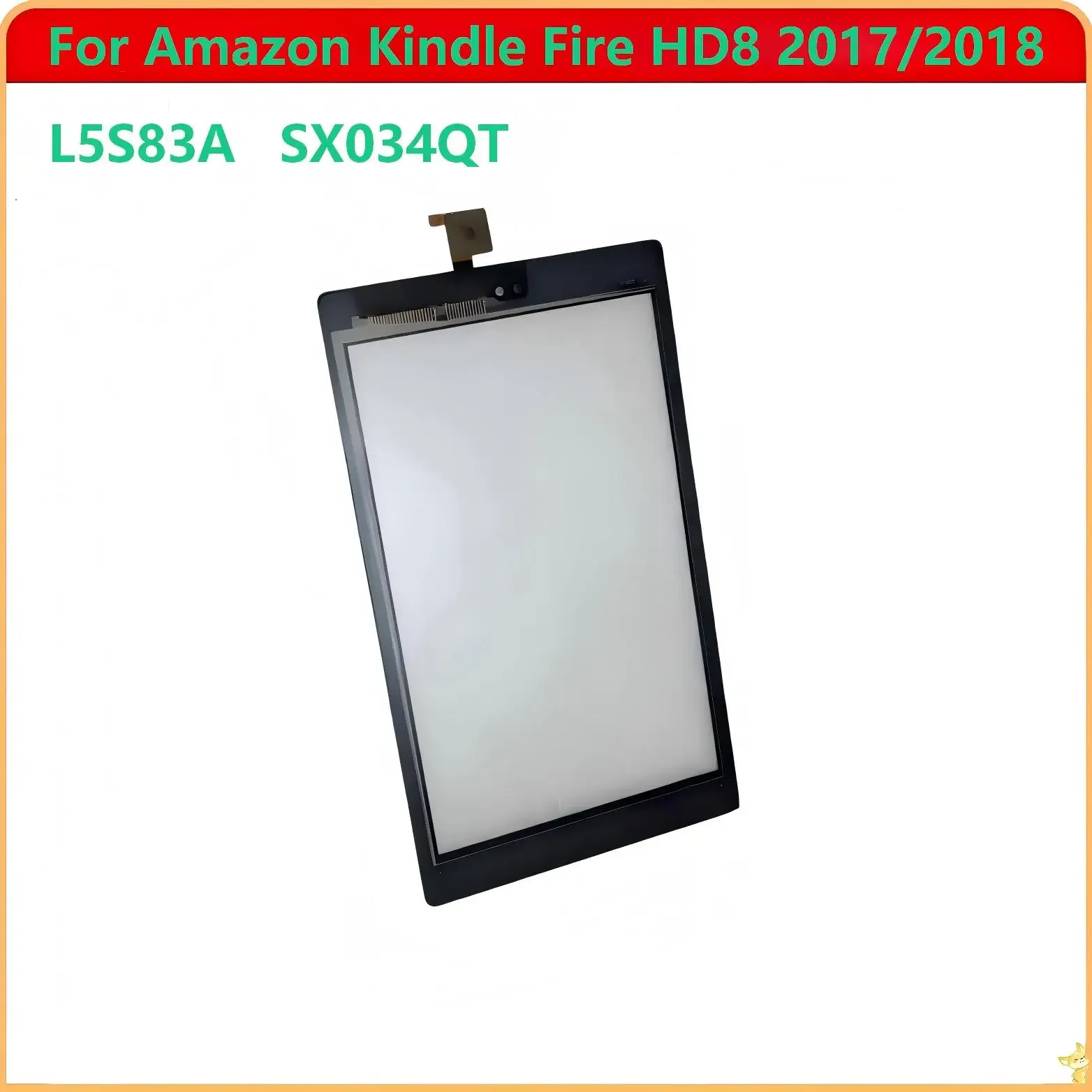 Nuevo para AmazXX Kindle Fire HD 8 2017 2018 7ª 8ª Generación 8.0" SX034QT L5S83A Pantalla Táctil + Panel de Vidrio Frontal LCD OCA de Repuesto