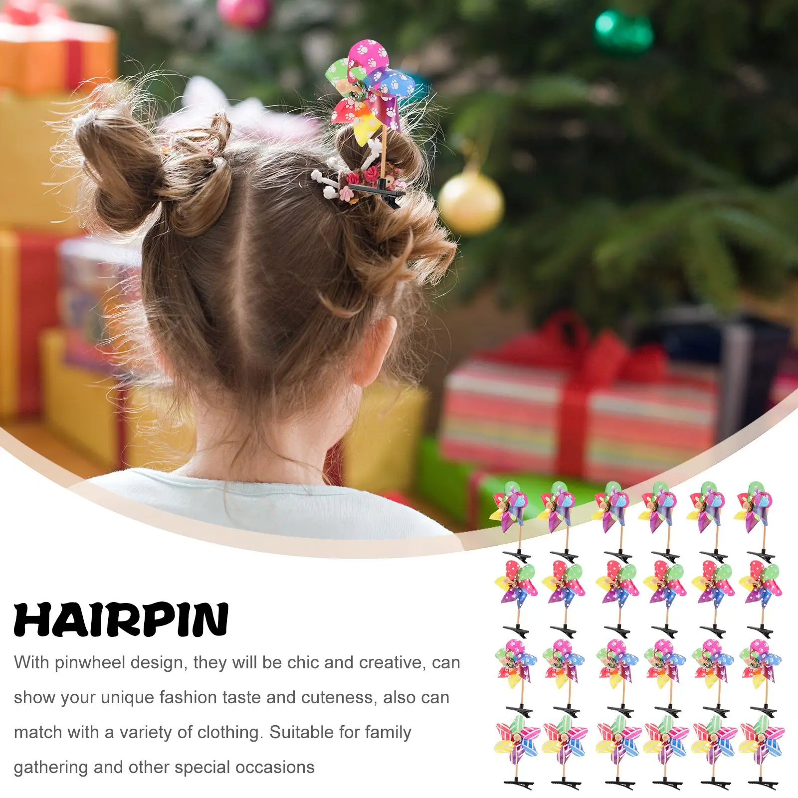 Pinwheel Hair Clips para Mulheres e Meninas, Windmill Hairpins, Headwear, Stage Performance Headdress, Hair Pin Acessórios, 24pcs