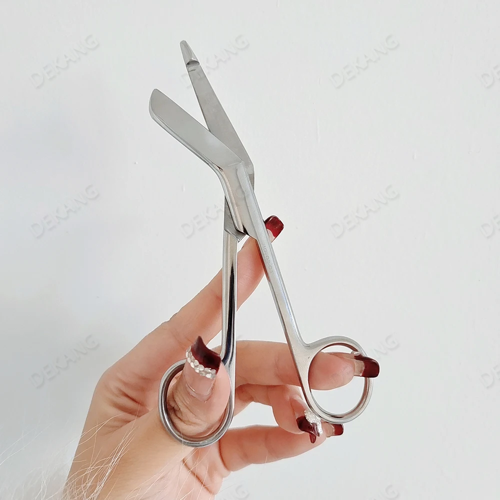 Tesoura de bolso de aço inoxidável, 14 cm de comprimento, tesoura para curativo e cabo de bandagem de gesso