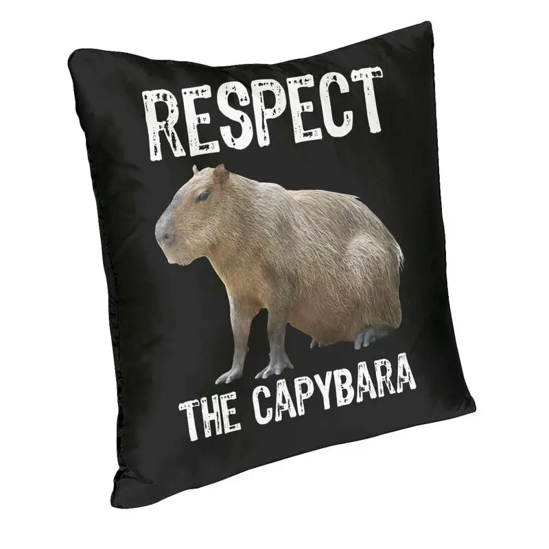 Respect The Capybara Cushion Cover 45x45cm Funny Rodent Soft Velvet Modern Pillows Case for Sofa Home Decor