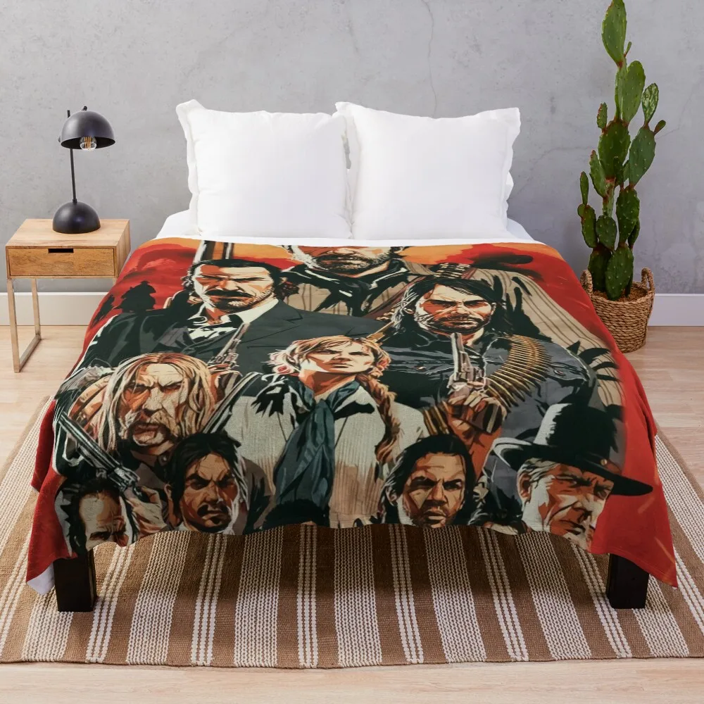 

all members art works of rdr 1 and 2 online game Throw Blanket Blankets Sofas Of Decoration Moving Multi-Purpose Furrys Blankets