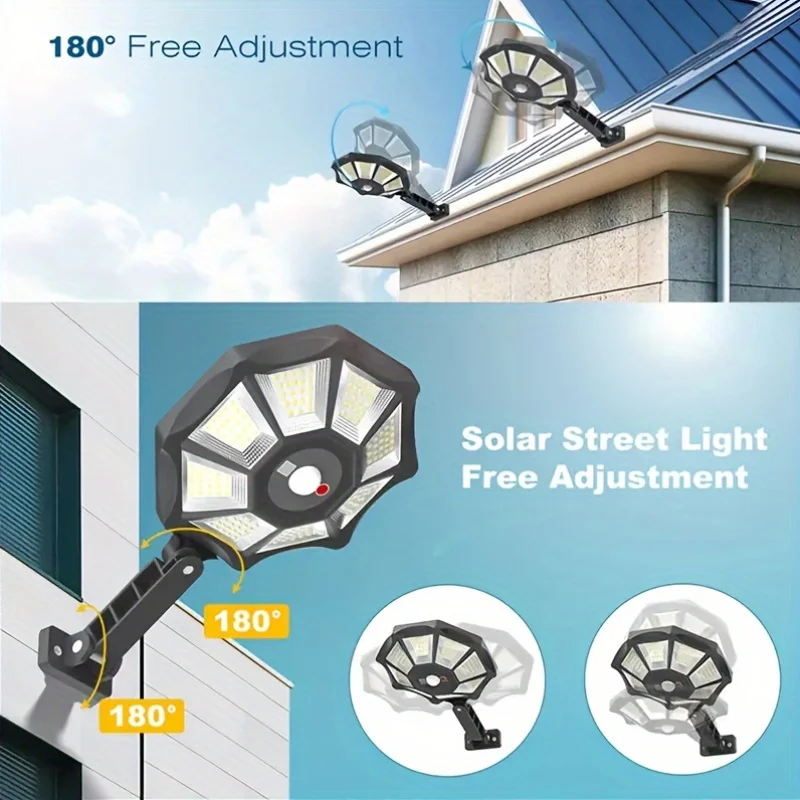 2PCS Solar Lights Motion Sensor with Remote 168LED Solar Street Lights 3 Modes Waterproof Outdoor Garden Lamp for Patio Garage