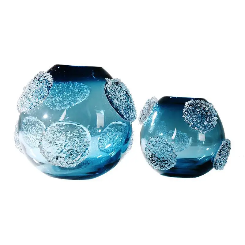 

Light luxury blue glazed vase ornament can be hydroponic, living room dining table, sales office, hotel villa flower arrangement