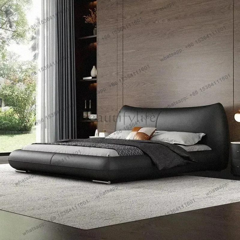 FG Luxury Black Double Bed Style Italian Storage Design Floor Double Bed Full Size Sleeping Letto Matrimoniale Home Furniture
