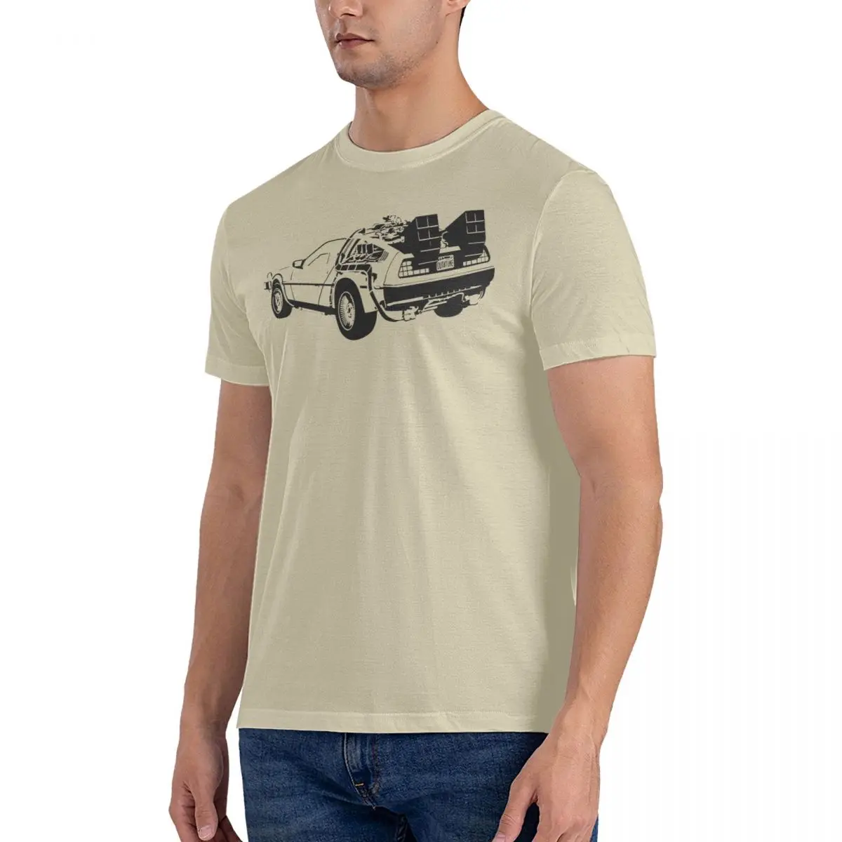 Delorean T-Shirts Men Back to the Future Novelty Pure Cotton Tee Shirt Round Neck Short Sleeve T Shirt New Arrival Tops