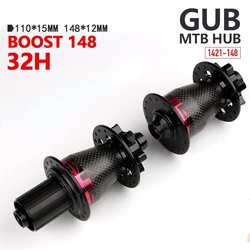 MTB 32 Holes Boost 110X15mm148X12mm Bike Hub Carbon Fiber Disc Hub 6 Bearing 6 Pawls For 8 9 10 11 12 13 Speed Bicycle Cassette