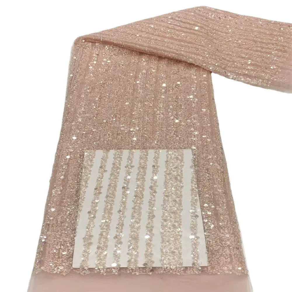 

New Bead Garment Fabric Vertical Stripe Mesh Embroidery Fabric Bead Sequin Embroidered Wedding Dress Accessories
