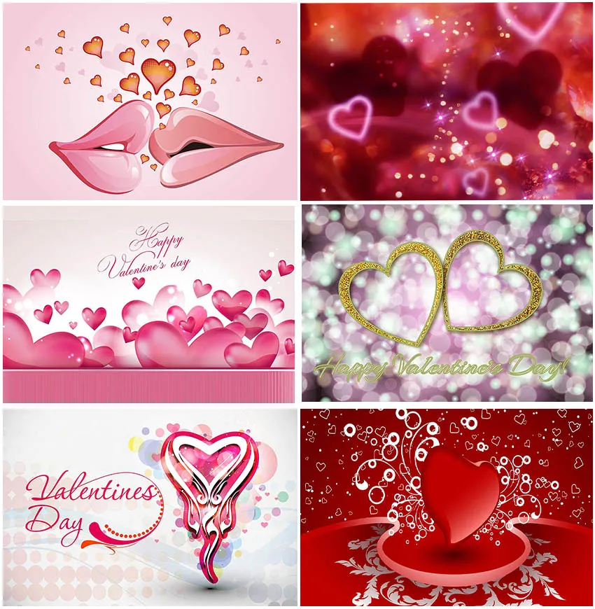 

Backgrounds For Valentine's Day Lip Kisses Love Heart Golden Red Bokeh Photography Wedding Marriage Studio Backdrops Supplies