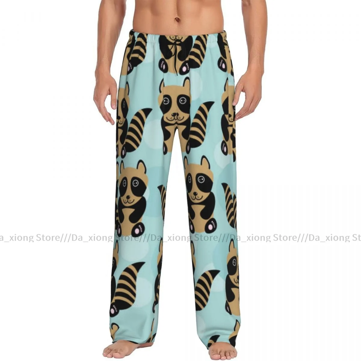 Men Sleep Bottoms Male Lounge Trousers Men's Raccoon Pattern Pajama Pants