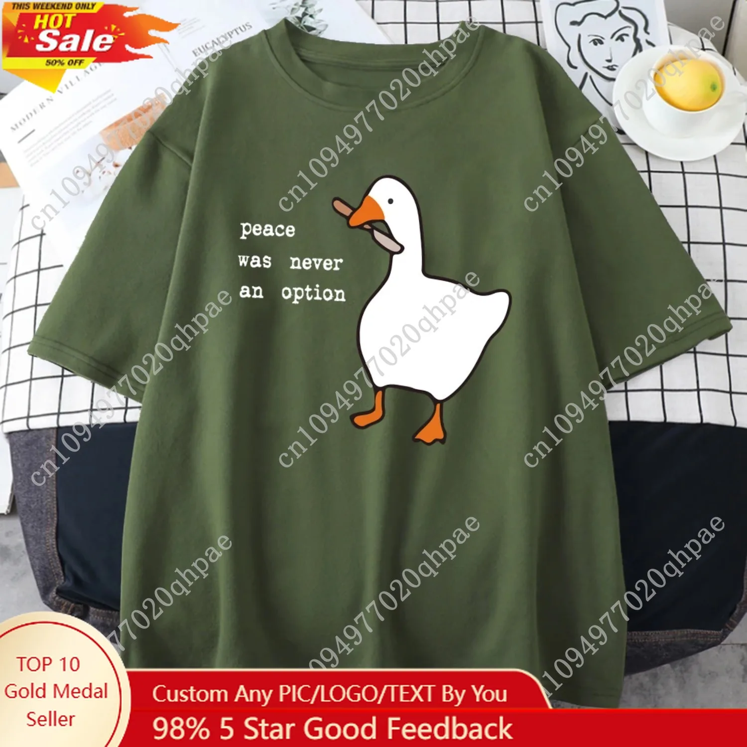 

Peace Was Never An Option Prints Mans Cotton Tee Clothing Creativity All-math Short Sleeve Fashion Casual Loose Tops Men T-Shirt