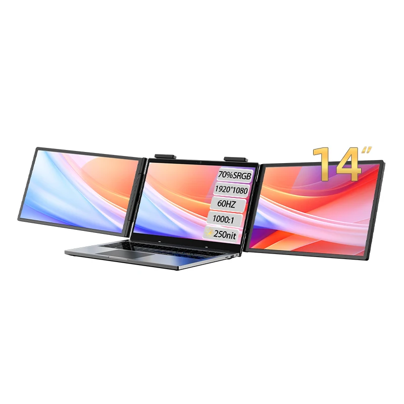 

EIMIO 14-дюймовый портативный монитор IPS Type-C с тремя экранами и удлиненным экраном для делового использования