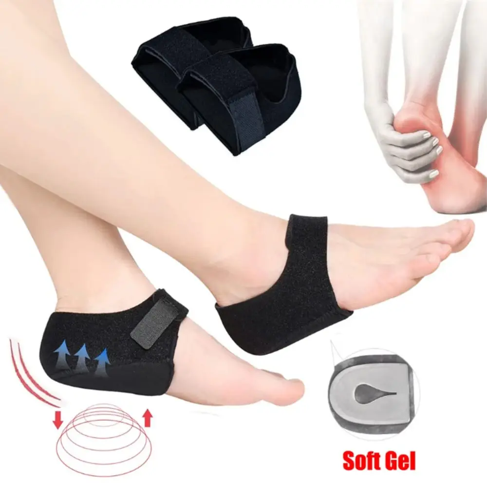 Adjustable Straps Silicone Heel Pads Gel Material Support Cushion Heel Inserts Shock Absorption Fasciitis Protector Leg Pressure