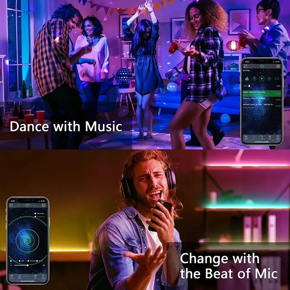 40 متر/131Ft LED قطاع أضواء APP التحكم اللون تغيير RGB مصباح ليد شريط مصباح مرن لغرفة الديكور إضاءة خلفية للتلفاز ديود V #4